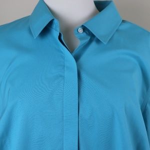 Talbots Woman Button Down Turquoise Blouse NWT 16W